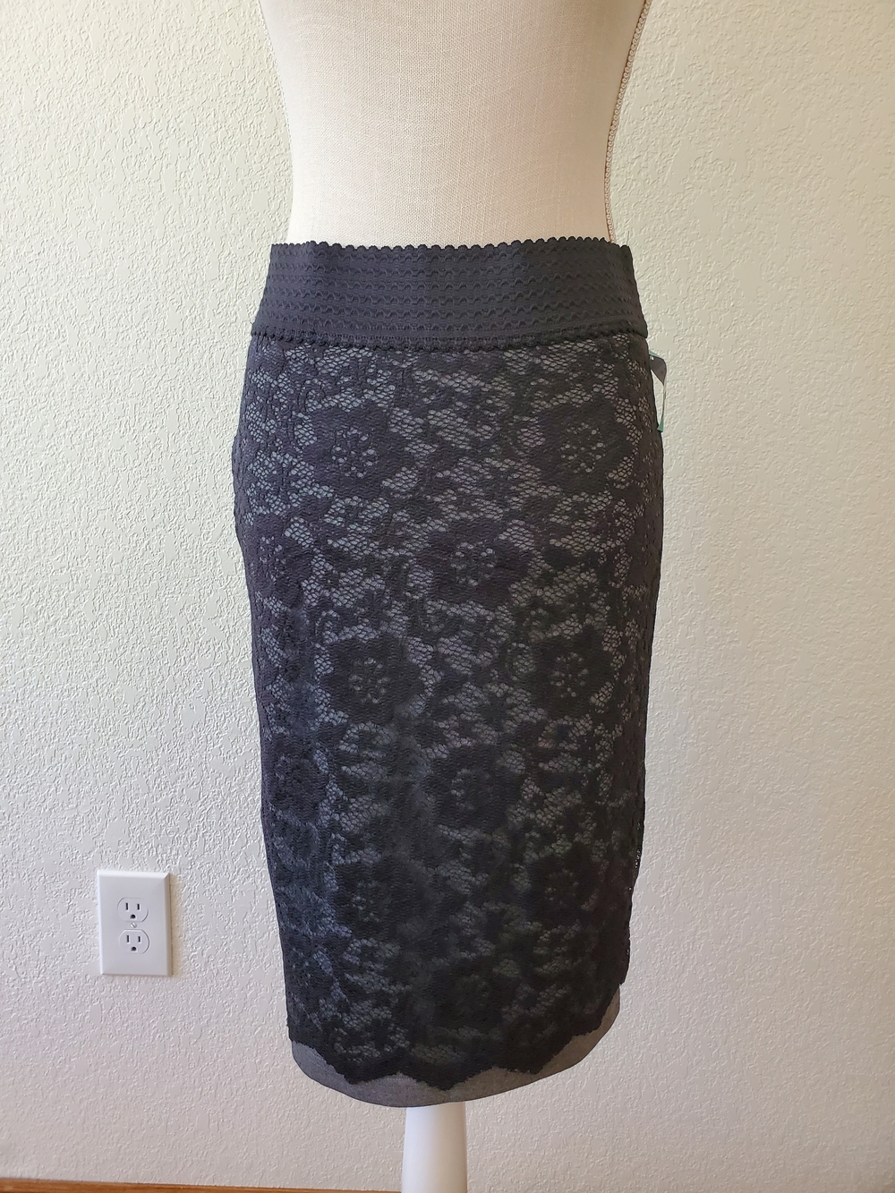 Maurices Black Lace Overlay Pencil Skirt